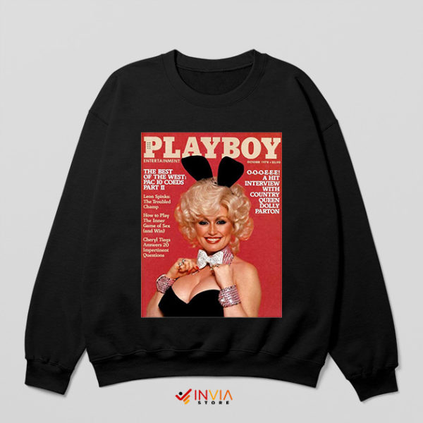Retro Dolly Parton Playboy Nude Black Sweatshirt Celebrity USA