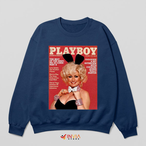 Retro Dolly Parton Playboy Nude Navy Sweatshirt Celebrity USA