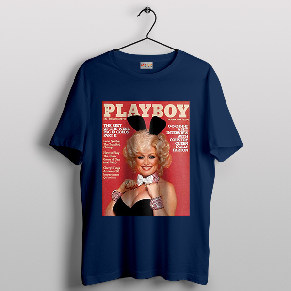Vintage Dolly Parton Playboy Nude Navy T-Shirt American Singer
