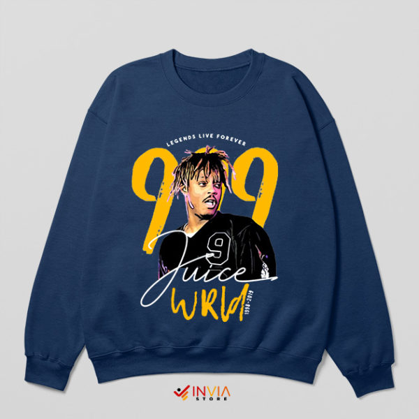 999 Juice Wrld Death Graphic Navy Sweatshirt Merch Signature