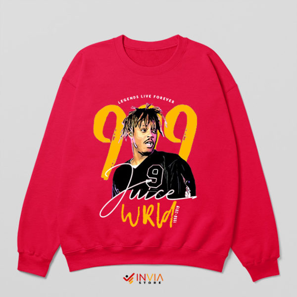 999 Juice Wrld Death Graphic Red Sweatshirt Merch Signature