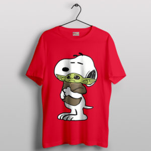 Baby Yoda Meme Snoopy Born Red T-Shirt The Mandalorian