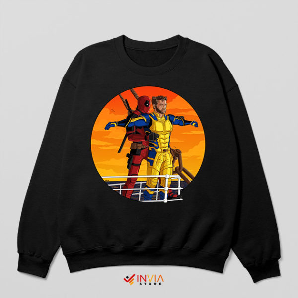 Deadpool 3 Wolverine Inspire Titanic Black Sweatshirt Meme Movie