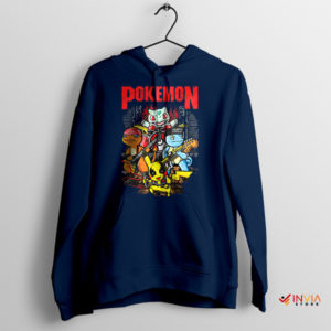 Pokemon New Heavy Metal Navy Hoodie Squirtle Friends