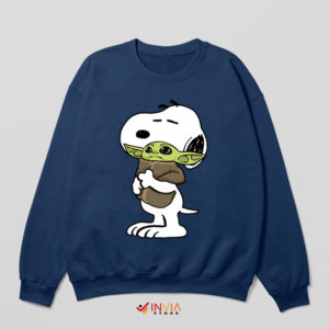 Snoopy Have Baby Yoda Toys Navy Sweatshirt Funny Mandalorian