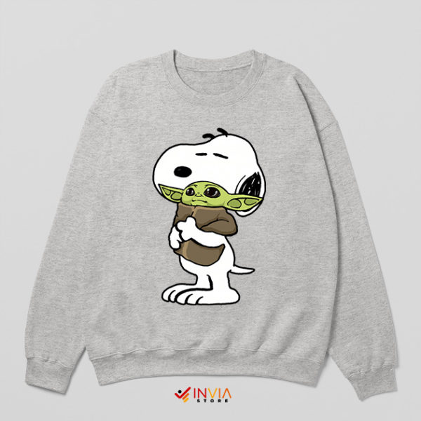 Snoopy Have Baby Yoda Toys Sport Grey Sweatshirt Funny Mandalorian