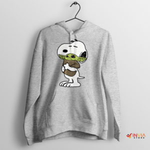 Snoopy Peanuts The Child Yoda SPort Grey Hoodie Mandalorian