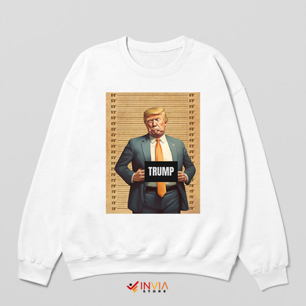 American Face Trump Mugshot White Sweatshirt