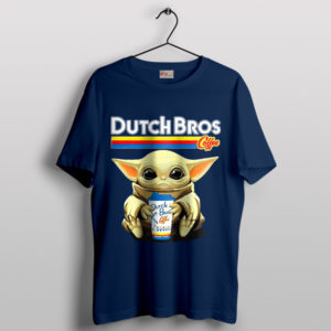 Baby Grogu Dutch Bros Coffee Navy T-Shirt Mandalorian