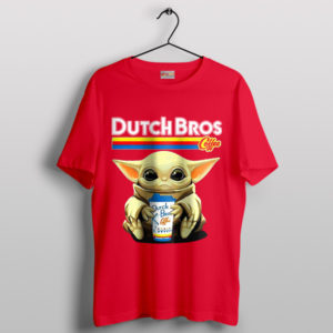 Baby Grogu Dutch Bros Coffee Red T-Shirt Mandalorian
