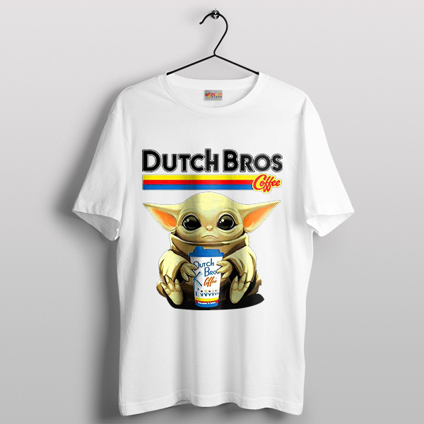Baby Grogu Dutch Bros Coffee White T-Shirt Mandalorian