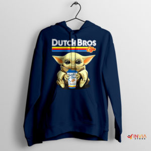 Baby Yoda Dutch Bros Coffee Hours Navy Hoodie Meme Mandalorian