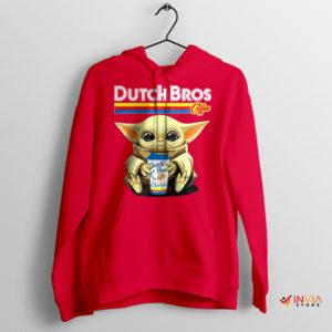 Baby Yoda Dutch Bros Coffee Hours Red Hoodie Meme Mandalorian