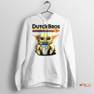 Baby Yoda Dutch Bros Coffee Hours White Hoodie Meme Mandalorian