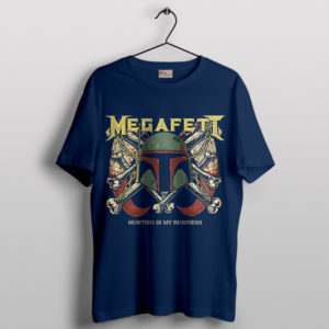 Boba Fett Helmet Megadeth Mascot Navy T-Shirt