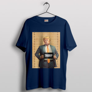Face Meme Trump Mugshot Graphic Navy T-Shirt