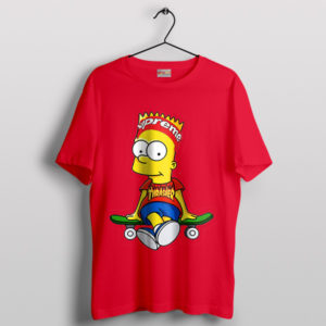 Fashion Realistic Bart Simpson Skate Red T-Shirt