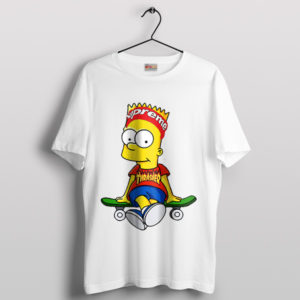 Fashion Realistic Bart Simpson Skate White T-Shirt
