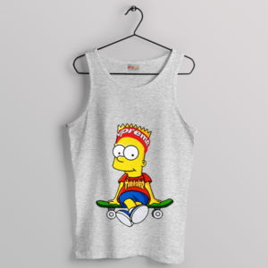 Funny Style Bart Simpson Skateboard Sport Grey Tank Top