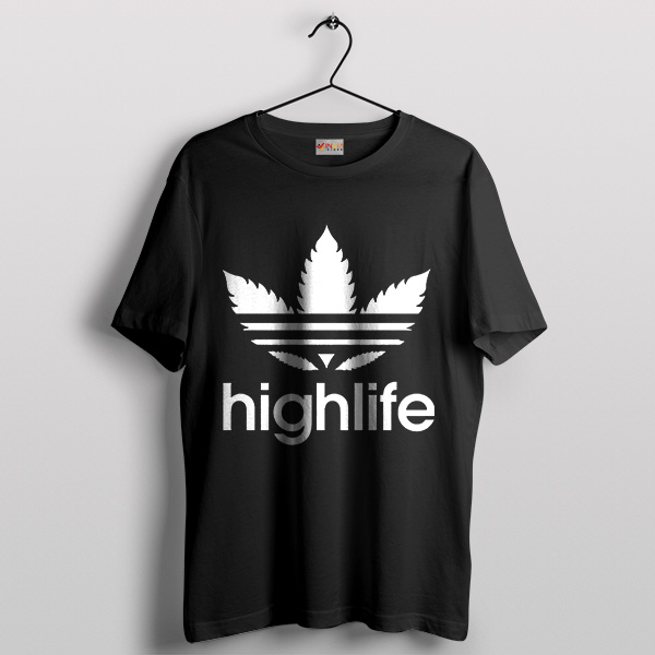 Highlife Adidas Weed logo Black Graphic T-Shirt
