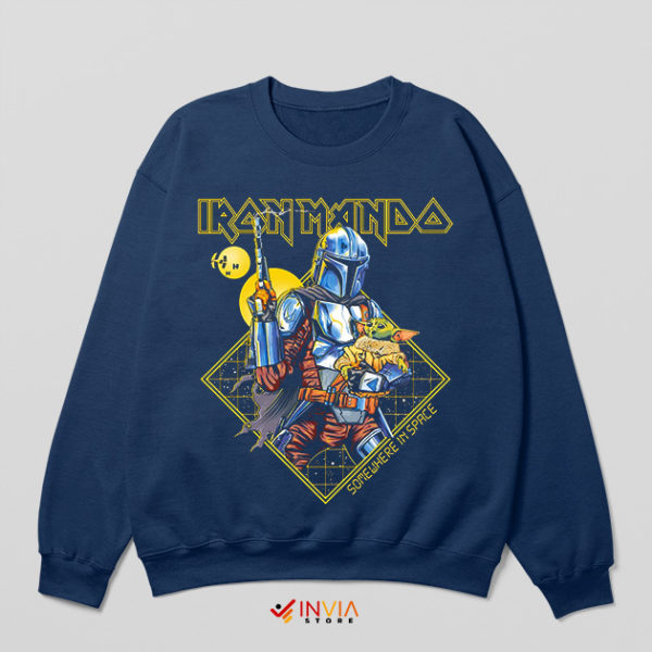 Mando Season 3 Meme Iron Maiden Navy Sweatshirt