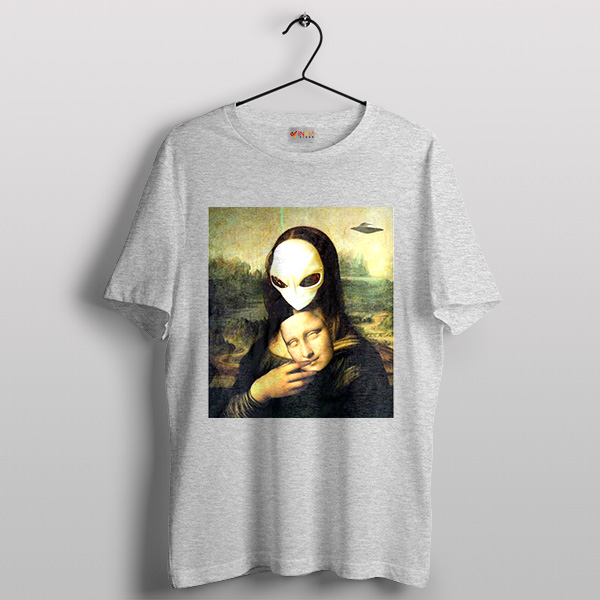 Mona Lisa Smile Meme Alien Sport Grey T-Shirt
