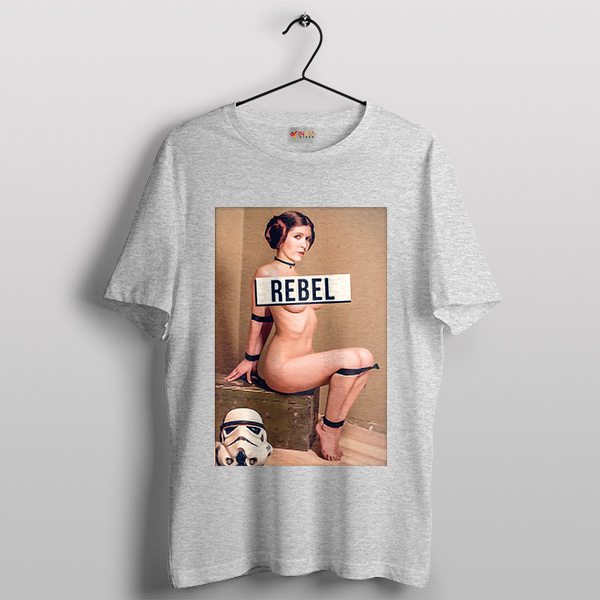 Naked Sexy Princess Leia Rebel SPort Grey T-Shirt Star Wars Girls