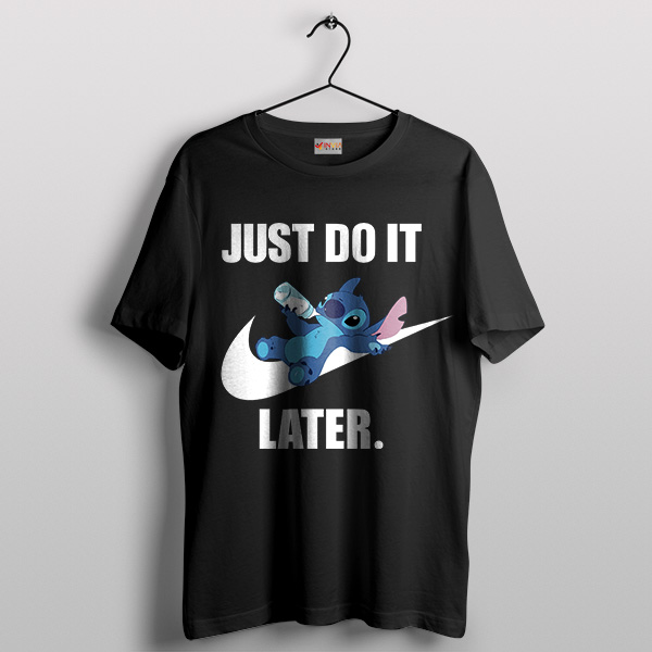 Stitch Inspired Just Do It Later Black T-Shirt Stuffed Animal