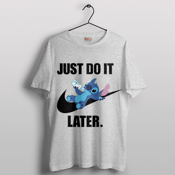 Stitch Inspired Just Do It Later Sport Grey T-Shirt Stuffed Animal