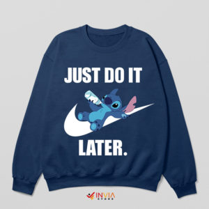 Stitch Stuff Just Do It Later Meme Navy Sweatshirt