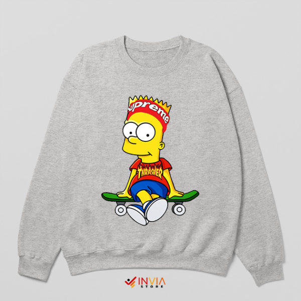 Style Trippy Bart Simpson Skate Sport Grey Sweatshirt