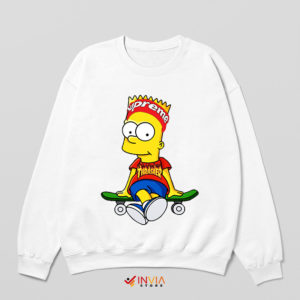 Style Trippy Bart Simpson Skate White Sweatshirt