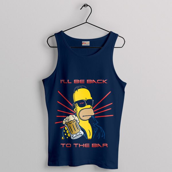 Terminator Homer Graphic Navy Tank Top I'll Be Back To The Bar