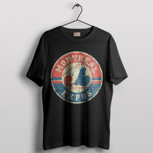 1969 Montreal Expos Distressed Logo Black T-Shirt
