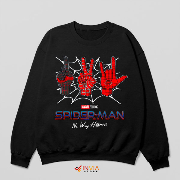 3 Spider Man Peter Parker Hands Black Sweatshirt