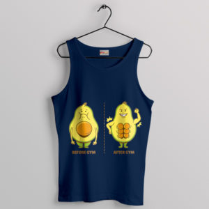 Abs Workout Meme Avocado Gym Wear Navy Tank Top