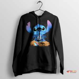 Adorable Stitch and Angel Graphic Black Hoodie