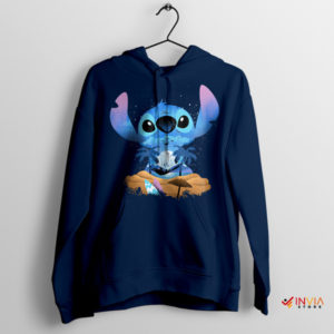 Adorable Stitch and Angel Graphic Navy Hoodie