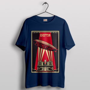 Alien Mothership Led Zeppelin Cover Art Navy T-Shirt
