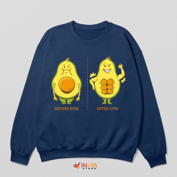 Avocado Gym Meme Workout Anytime Navy Sweatshirt