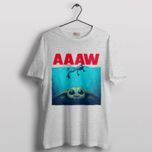 Baby Yoda Cute Jaws Movies Sport Grey T-Shirt