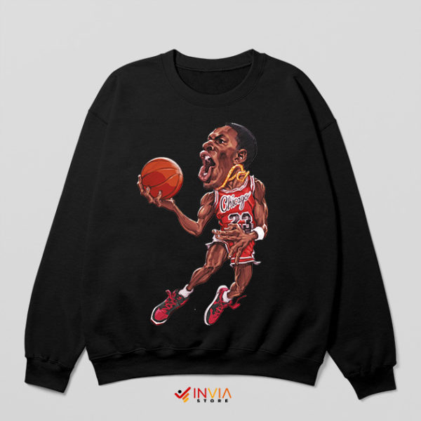 Basketball Caricature Jordan Bulls Jersey Black Sweatshirt
