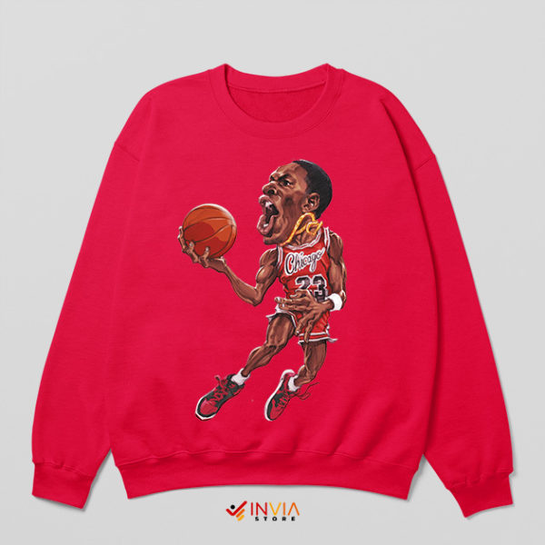 Basketball Caricature Jordan Bulls Jersey Red Sweatshirt