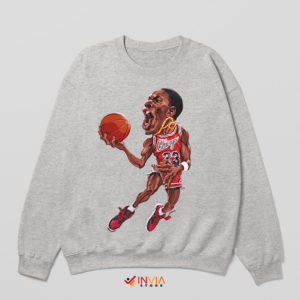 Basketball Caricature Jordan Bulls Jersey Sport Grey Sweatshirt