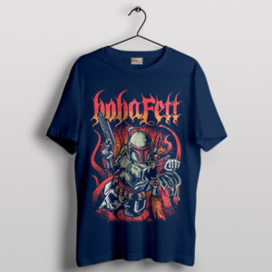 Boba Fett The Mandalorian Metal Art Navy T-Shirt