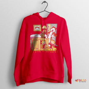 Calvin and Hobbes Artistic Illustration Red Hoodie
