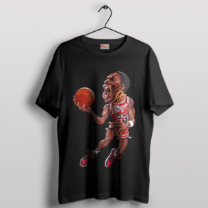 Caricature Michael Jordan Bulls 23 NBA Black T-Shirt