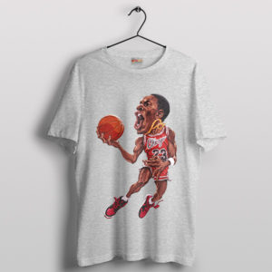 Caricature Michael Jordan Bulls 23 NBA Sport Grey T-Shirt