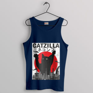 Catzilla New Godzilla Movie Funny Navy Tank Top