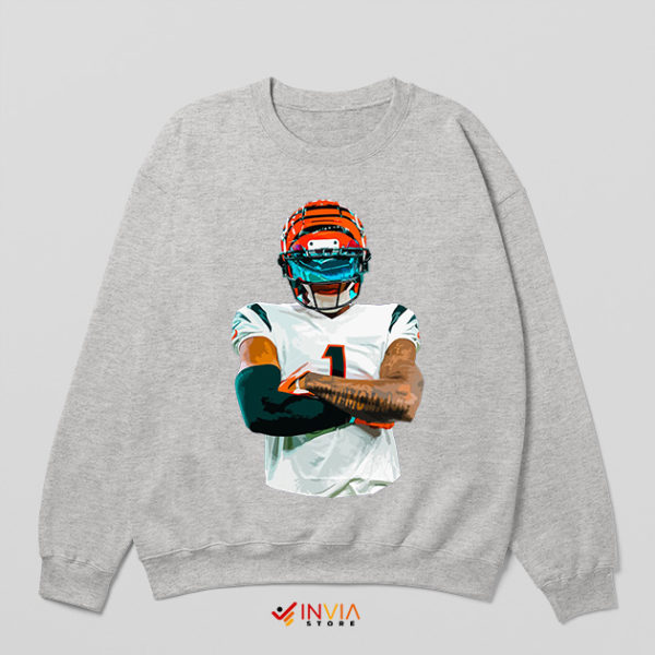 Celebrate Bengals Football Ja'Marr Chase Sport Grey Sweatshirt